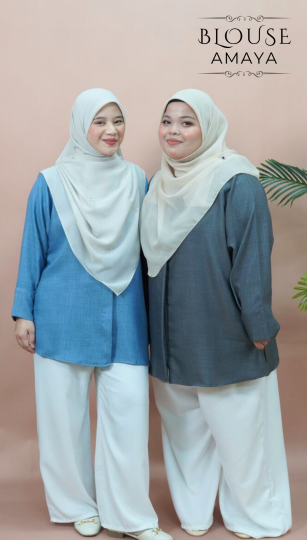 ( COMBO 2 HELAI )BLOUSE AMAYA MINIMAL IRONLESS MATERIAL COTTON LOLIS SEJUK TAK MUDAH KEDUT