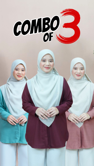 ( COMBO 3 HELAI )BLOUSE AMAYA MINIMAL IRONLESS MATERIAL COTTON LOLIS SEJUK TAK MUDAH KEDUT