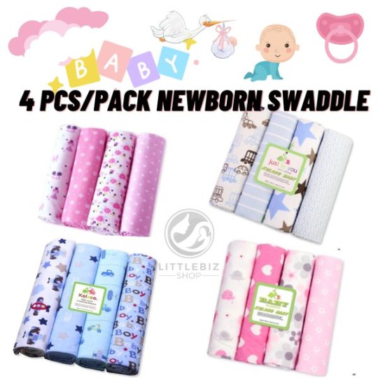 4 in 1 Newborn  baby muslin swaddle multipurpose soft blanket kain bedung kain lampin kain selimut napkin