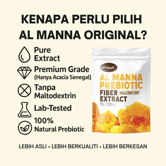 HARGA PROMO! SERAT PREBIOTIK ARABIC GUM 150g – AmeerAlmanna Almanna Extract, 100% Halal, Mudah larut dalam air