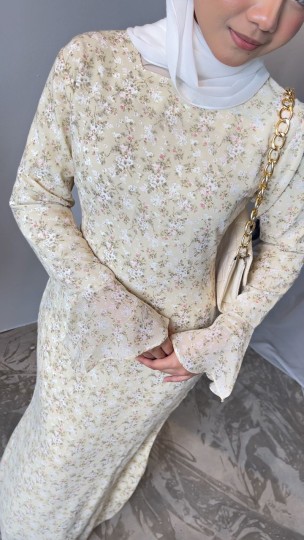 SELENA DRAWSTRING DRESS IN TEA MELLOW