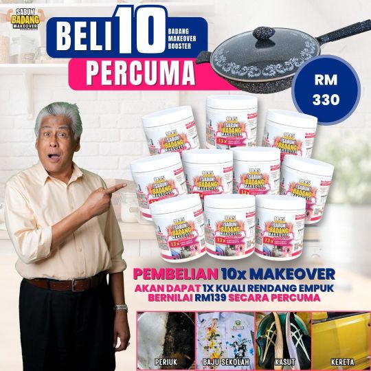 BELI 10 SABUN MAKEOVER, PERCUMA 1X KUALI RENDANG EMPUK
