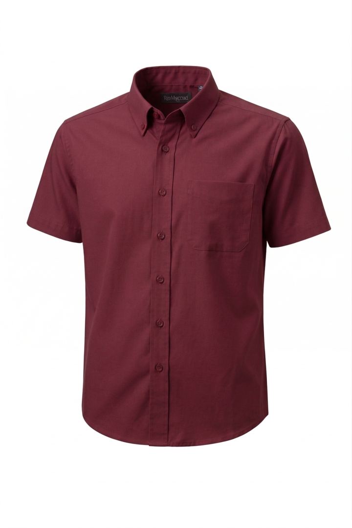 KEMEJA LENGAN PENDEK KAIN COTTON WINE PLAIN