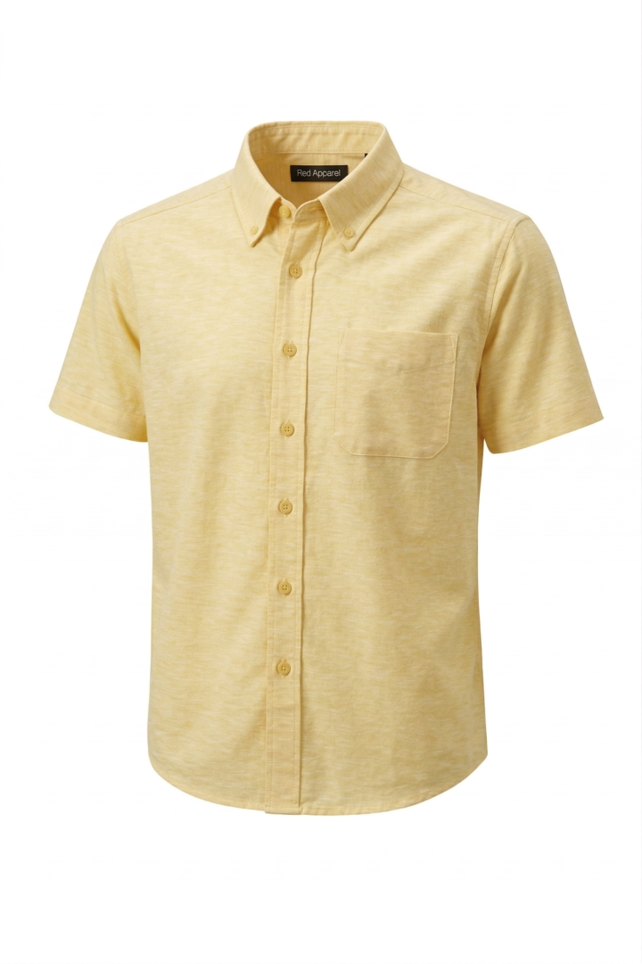 KEMEJA LENGAN PENDEK KAIN COTTON YELLOW